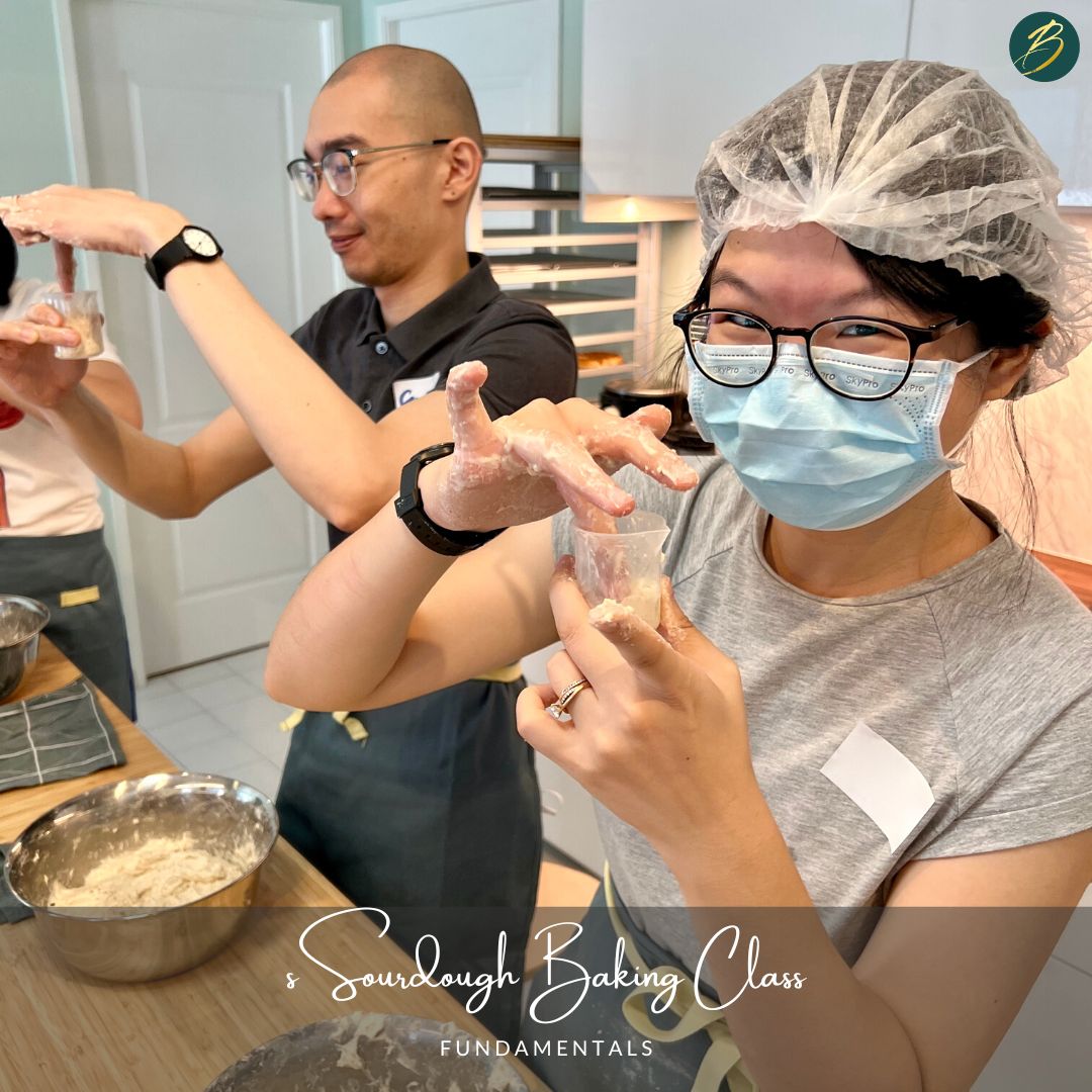 people at sourdough baking class preparation