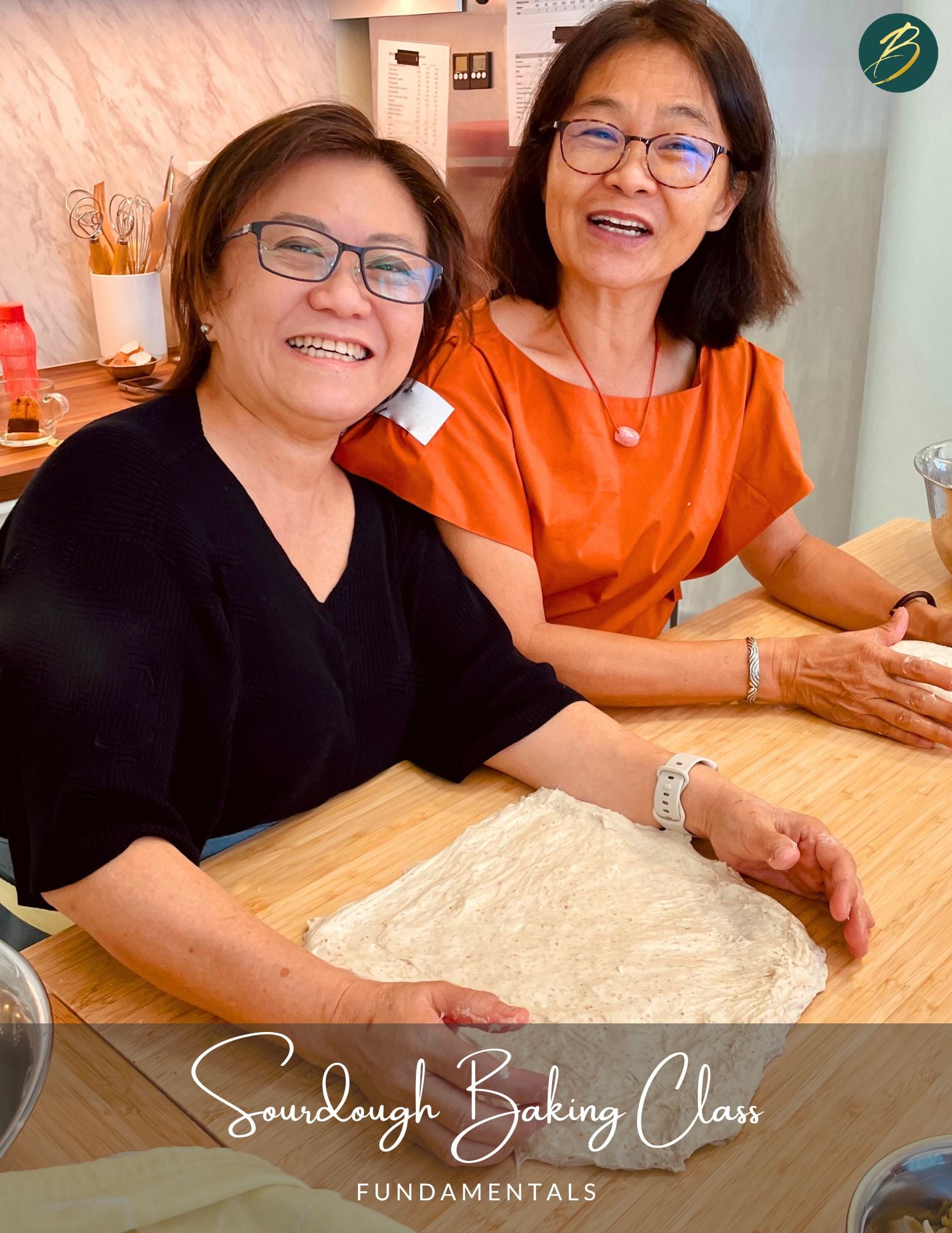 Two participants preparing their dough