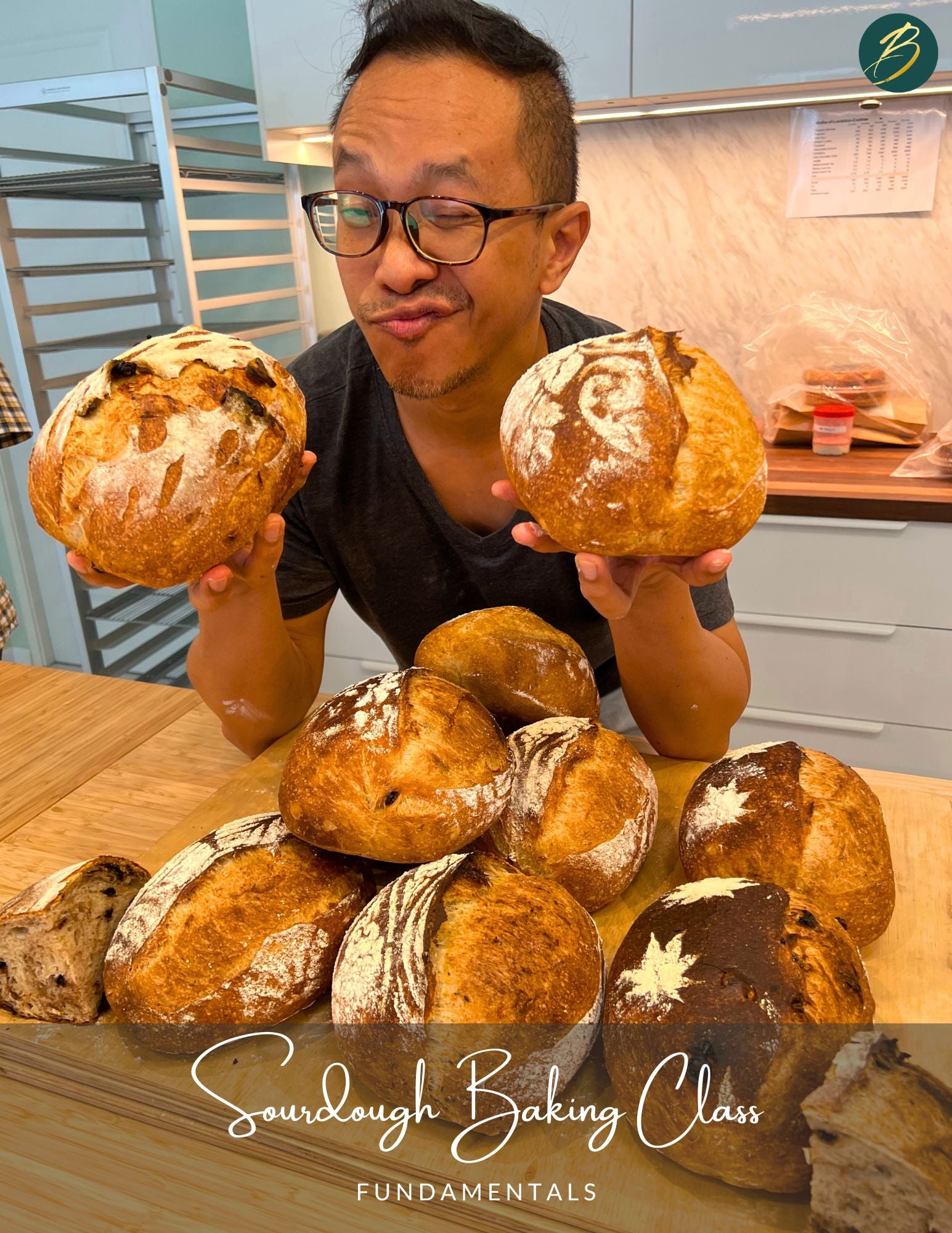 A male participant with a variety of sourdough bread