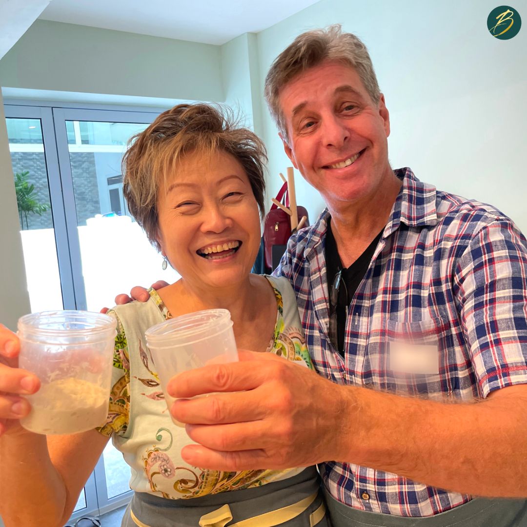 two elderly people at bespoke sourdough baking class