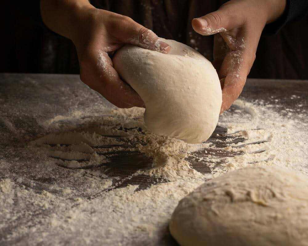 baker answering common baking questions with assorted bread loaves on table