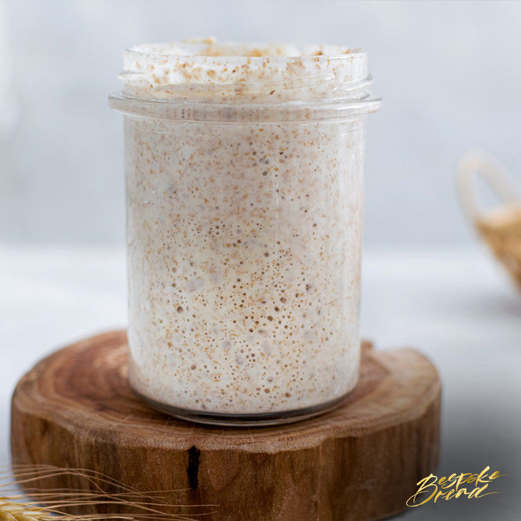 glass jar of sourdough starter