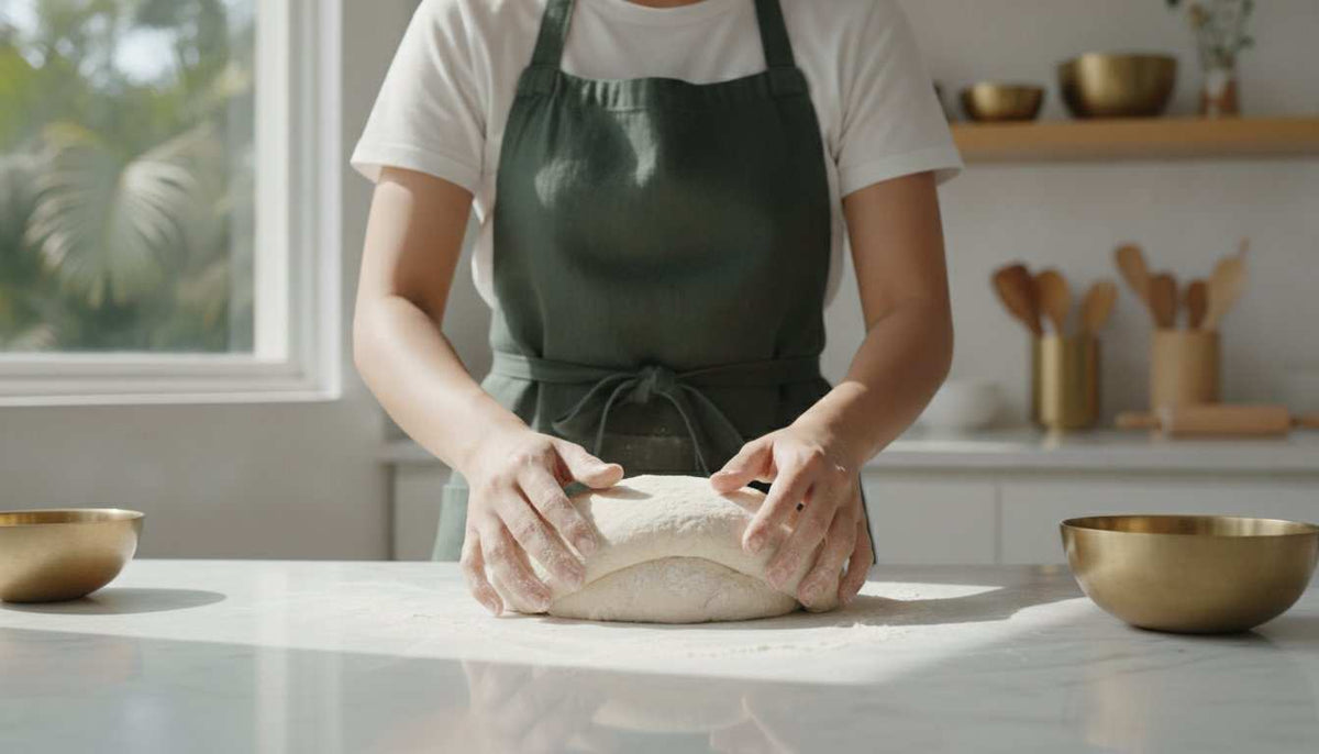 Hands-on one day bread making course in Singapore with artisanal loaves and baking tools on wooden table