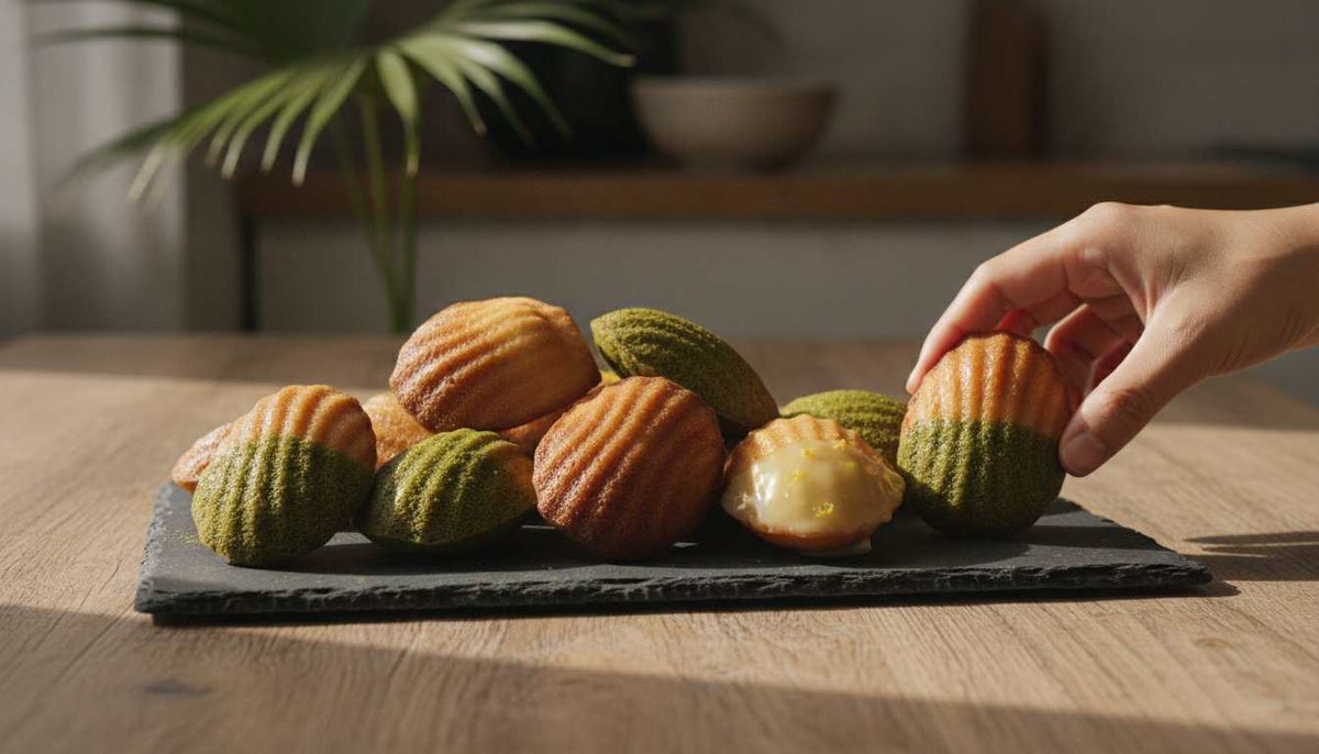 Close-up of hands shaping madeleine batter in a professional baking class in Singapore