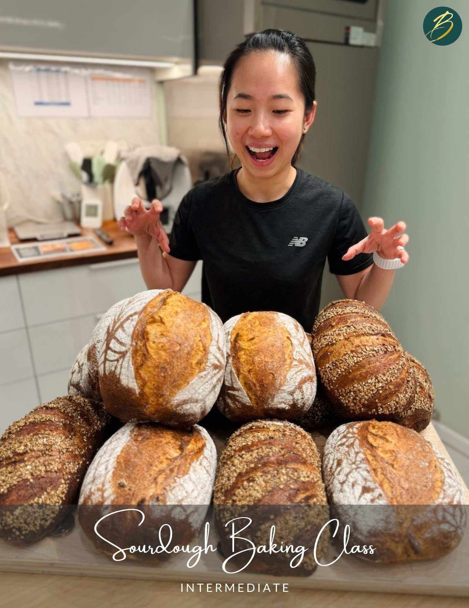Intermediate sourdough baking class hands-on workshop with high hydration dough