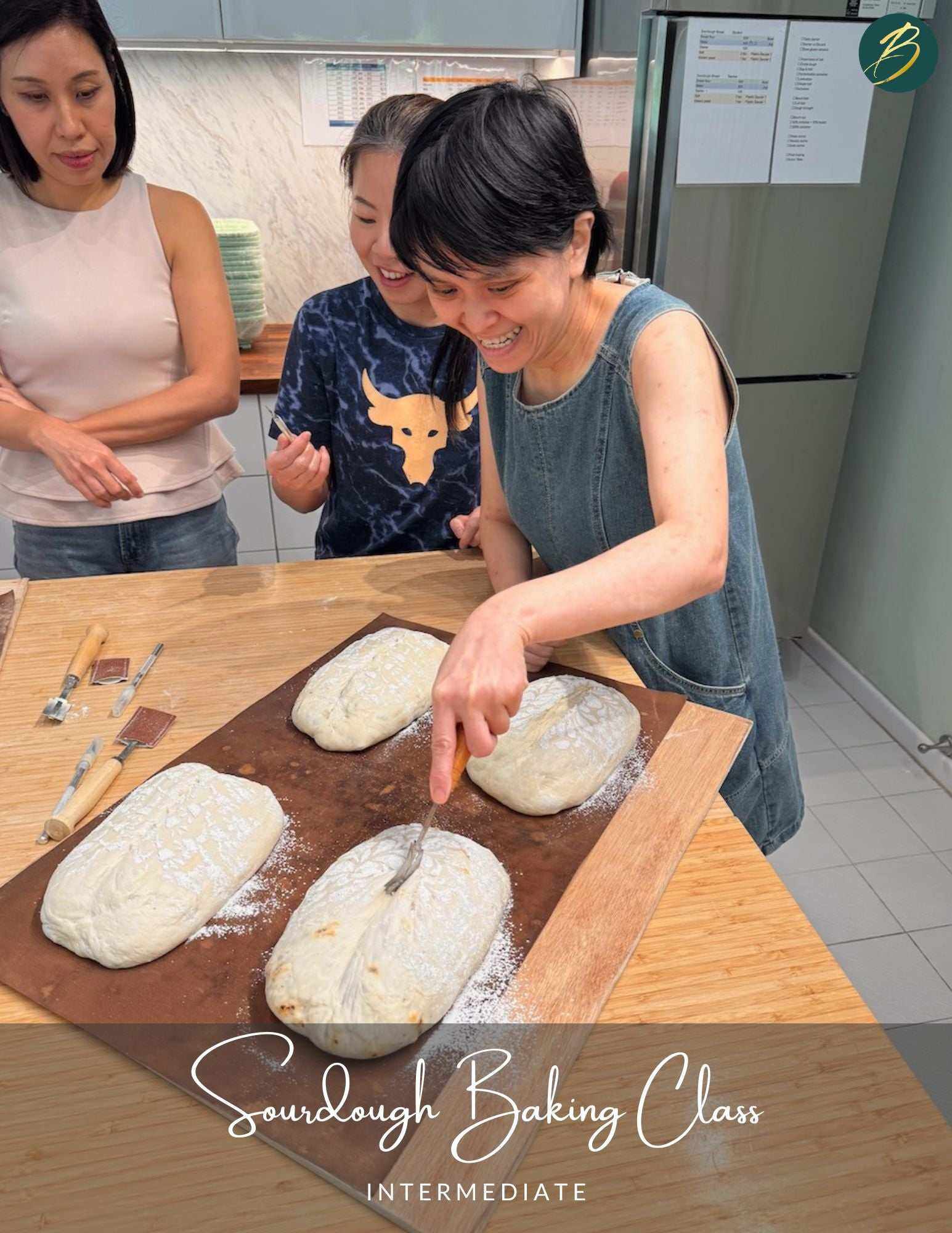 Intermediate sourdough baking class hands-on workshop with high-hydration dough