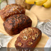 freshly baked sourdough banana bread loaves from baking class